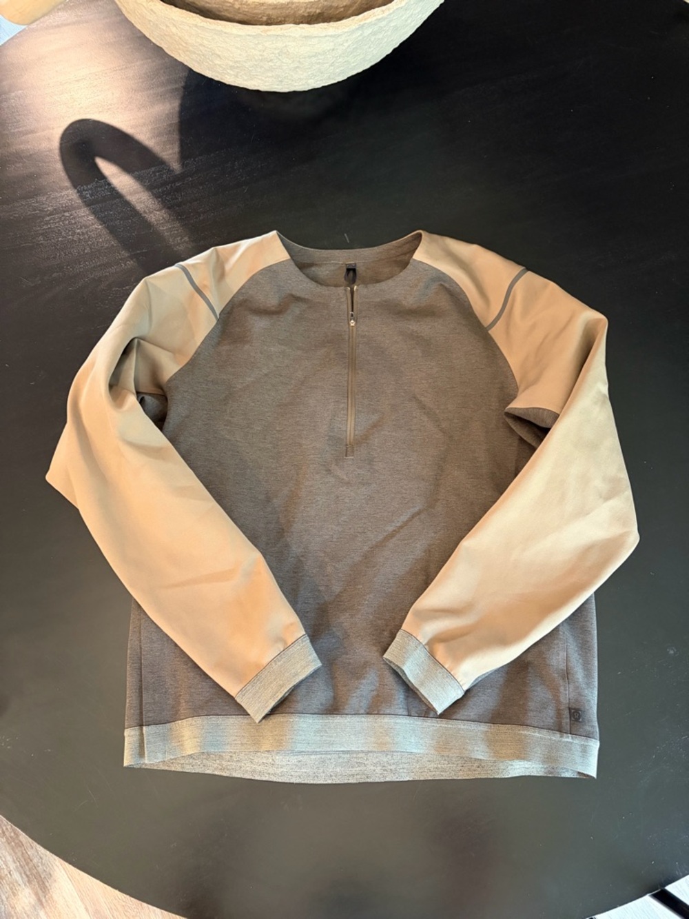 lululemon athletica Men's Two-Tone Quarter-Zip Sweatshirt - Gray & Beige